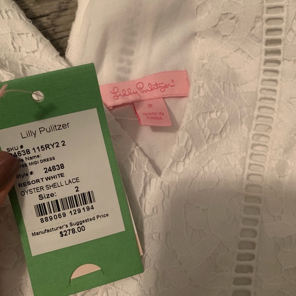 Oyster Shell Lace Lilly Pulitzer Dress Size 2 - Picture 4 of 5